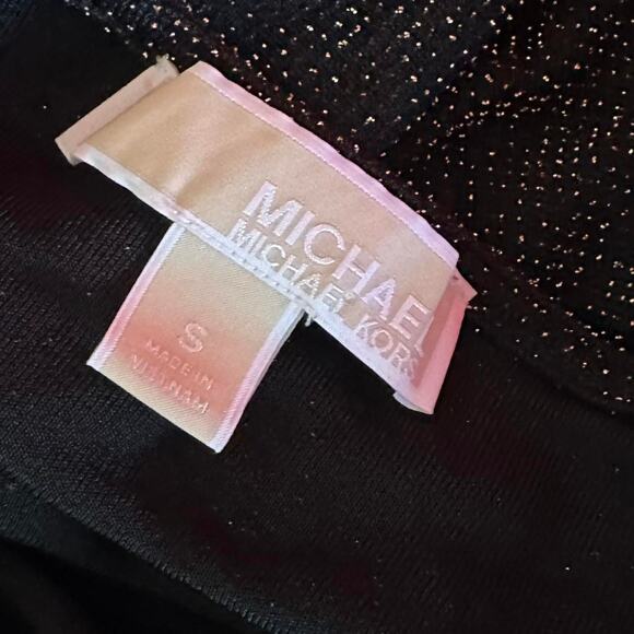 Womens Top Size Small Black Gold Details Open Shoulder Ruffle Detail Glam Party - Picture 8 of 8